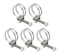 sourcing map 5 Pcs Double Wire Hose Clips 32-36 mm Stainless Steel Adjustable Wire Pipe Tube Clamps with M8 Screw Plumbing Joint Fastener for Dust Collection Pool Pond, Silver