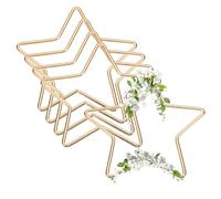 sourcing map 5 Pcs Dream Catcher Rings, 4 Inch Star Wreath Macrame Hoop Catcher Ring Metal Floral Hoops for DIY Crafts Making Wreath Making Supplies Plant Wall Hanging Decor, Gold