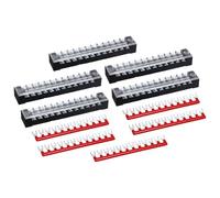 sourcing map 5 Pcs Dual Row Terminal Block, 600V 15A 12 Positions Screw Terminal Block with 5PCS Pre-Insulated Barrier Strips for Power System, Home Appliances