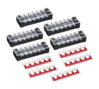 sourcing map 5 Pcs Dual Row Terminal Block, 600V 25A 6 Positions Screw Terminal Block with 5PCS Pre-Insulated Barrier Strips for Power System, Home Appliances