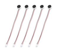 sourcing map 5 Pcs Electret Microphone Condenser Pickup, 9.7mm Dia Mini MIC Electret Condenser with 100mm Wire Leads 50dB for Audio, Black