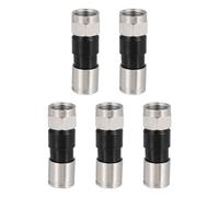 sourcing map 5 Pcs F Type Coaxial Cable Compression Connectors, 75 Ohm Copper RG59 Coaxial Male Connector with Water Tight O Ring for Cable TV Antennas Routers Modems Satellite TV, Black