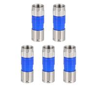 sourcing map 5 Pcs F Type Coaxial Cable Compression Connectors, 75 Ohm Copper RG6 Coaxial Male Connector with Water Tight O Ring for Cable TV Antennas Routers Modems Satellite TV, Blue
