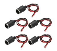 sourcing map 5 Pcs Female Socket Cable Plug Adapter, 12V / 24V 20A 50cm Car Charger Power Cigarette Lighter Car Cigarette Lighter Socket for Powering In-Vehicle Equipment, Silver