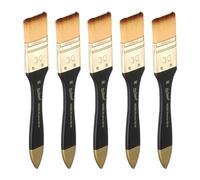 sourcing map 5 Pcs Flat Paint Brush 3cm Width Nylon Acrylic Painting Brushes Professional Paint Tools with Wooden Handle for Watercolor Oil Crafts Face Body Art, Yellow