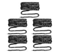 sourcing map 5 Pcs Flat Sequin Trim, 6mm 3.3 Yard Round Spangle Flat Sequin Strip Paillette Spool Ribbon Trim Sewing String for DIY Crafts Costume Embellish, Black