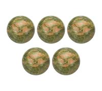 sourcing map 5 Pcs Gemstone Sphere Balls, 20mm Mini Natural Quartz Sphere Polished Hand Carved Crystal Ball for Garden Kitchen Living Room Bathroom, Green Yellow