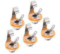 sourcing map 5 Pcs Guitar Input Jack 1/4" Stereo Jack Mono Panel Mount Socket Silver for Guitar Bass Speaker Footswitch
