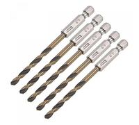 sourcing map 5 Pcs High Speed Steel Hex Shank Twist Drill Bit, 4.2mm Drilling Dia with 1/4 Inch Hex Shank 95mm Length