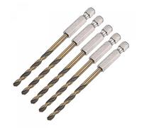 sourcing map 5 Pcs High Speed Steel Hex Shank Twist Drill Bit, 4mm Drilling Dia with 1/4 Inch Hex Shank 95mm Length