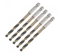 sourcing map 5 Pcs High Speed Steel Hex Shank Twist Drill Bit, 5.2mm Drilling Dia with 1/4 Inch Hex Shank 104mm Length