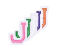 sourcing map 5 Pcs Iron on Letter Patches, 1.5" Self Adhesive Embroidered Applique Alphabet J Sew on Patches for Clothes Dress Socks Jeans Hats DIY Accessories(5 Colors)