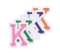 sourcing map 5 Pcs Iron on Letter Patches, 1.5" Self Adhesive Embroidered Applique Alphabet K Sew on Patches for Clothes Dress Socks Jeans Hats DIY Accessories(5 Colors)