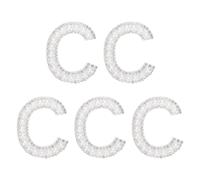 sourcing map 5 Pcs Iron on Pearl Letter C Patches, Pearl Rhinestone A-Z Alphabet Self Adhesive Sew on Patches, Glitter Letter Applique for Clothes Fabric DIY Backpack, White