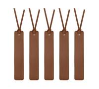 sourcing map 5 Pcs Leather Bookmark, Classic Stitched Bookmarks with Leather Rope Page Marker for Book Reading Book Lovers Reader Writers Accessories for Men Women Teachers, Brown