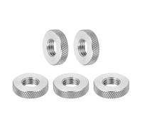sourcing map 5 Pcs M10 Flat Knurled Thumb Nuts, 304 Stainless Steel Flat Head Diamond Knurled Through Hole Lock Adjusting Nuts Fasteners for Electronic, Machine, D20 x H5mm