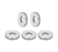 sourcing map 5 Pcs M10 Flat Knurled Thumb Nuts, 304 Stainless Steel Flat Head Diamond Knurled Through Hole Lock Adjusting Nuts Fasteners for Electronic, Machine, D25 x H5mm