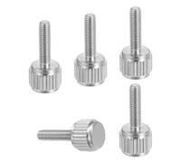 sourcing map 5 Pcs M2.5 x 10mm Vernier Caliper Screws, Stainless Steel Flat Head Thumb Screws Metric Knurled Round Head Bolts Grip Knobs Hand Tighten Thread Fasteners for Measuring Tool