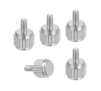 sourcing map 5 Pcs M2 x 4mm Vernier Caliper Screws, Stainless Steel Flat Head Thumb Screws Metric Knurled Round Head Bolts Grip Knobs Hand Tighten Thread Fasteners for Measuring Tool
