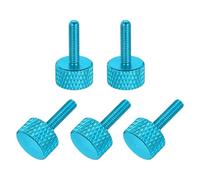 sourcing map 5 Pcs M3x10mm Flat Head Knurled Thumb Screws, Solid Aluminum Alloy Fully Threaded Thumbscrew Bolts Fasteners for PC Computer Cases Graphics Card, Lake Blue