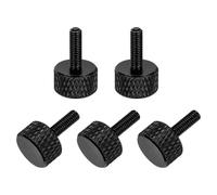 sourcing map 5 Pcs M3x10mm Flat Head Knurled Thumb Screws, Solid Aluminum Alloy Fully Threaded Thumbscrew Bolts Fasteners for PC Computer Cases Graphics Card, Black