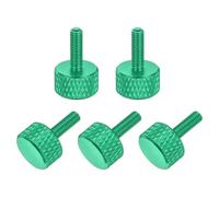 sourcing map 5 Pcs M3x10mm Flat Head Knurled Thumb Screws, Solid Aluminum Alloy Fully Threaded Thumbscrew Bolts Fasteners for PC Computer Cases Graphics Card, Army Green