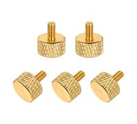 sourcing map 5 Pcs M3x6mm Flat Head Knurled Thumb Screws, Solid Aluminum Alloy Fully Threaded Thumbscrew Bolts Fasteners for PC Computer Cases Graphics Card, Gold