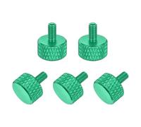 sourcing map 5 Pcs M3x6mm Flat Head Knurled Thumb Screws, Solid Aluminum Alloy Fully Threaded Thumbscrew Bolts Fasteners for PC Computer Cases Graphics Card, Army Green