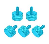 sourcing map 5 Pcs M3x6mm Flat Head Knurled Thumb Screws, Solid Aluminum Alloy Fully Threaded Thumbscrew Bolts Fasteners for PC Computer Cases Graphics Card, Lake Blue