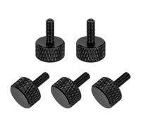 sourcing map 5 Pcs M3x8mm Flat Head Knurled Thumb Screws, Solid Aluminum Alloy Fully Threaded Thumbscrew Bolts Fasteners for PC Computer Cases Graphics Card, Black