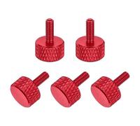 sourcing map 5 Pcs M3x8mm Flat Head Knurled Thumb Screws, Solid Aluminum Alloy Fully Threaded Thumbscrew Bolts Fasteners for PC Computer Cases Graphics Card, Red