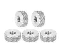 sourcing map 5 Pcs M4 Flat Knurled Thumb Nuts, 304 Stainless Steel Flat Head Diamond Knurled Through Hole Lock Adjusting Nuts Fasteners for Electronic, Machine, D12 x H5mm