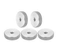 sourcing map 5 Pcs M4 Flat Knurled Thumb Nuts, 304 Stainless Steel Flat Head Diamond Knurled Through Hole Lock Adjusting Nuts Fasteners for Electronic, Machine, D20 x H5mm