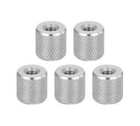 sourcing map 5 Pcs M4 Flat Knurled Thumb Nuts, 304 Stainless Steel Flat Head Diamond Knurled Through Hole Lock Adjusting Nuts Fasteners for Electronic, Machine, D10 x H10mm