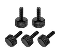 sourcing map 5 Pcs M4x12mm Flat Head Knurled Thumb Screws, Solid Aluminum Alloy Fully Threaded Thumbscrew Bolts Fasteners for PC Computer Cases Graphics Card, Black