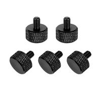 sourcing map 5 Pcs M4x6mm Flat Head Knurled Thumb Screws, Solid Aluminum Alloy Fully Threaded Thumbscrew Bolts Fasteners for PC Computer Cases Graphics Card, Black