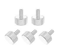 sourcing map 5 Pcs M4x8mm Flat Head Knurled Thumb Screws, Solid Aluminum Alloy Fully Threaded Thumbscrew Bolts Fasteners for PC Computer Cases Graphics Card, Green