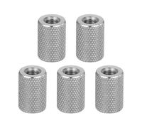 sourcing map 5 Pcs M5 Flat Knurled Thumb Nuts, 304 Stainless Steel Flat Head Diamond Knurled Through Hole Lock Adjusting Nuts Fasteners for Electronic, Machine, D10 x H15mm