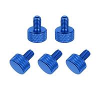 sourcing map 5 Pcs M5x10mm Flat Head Knurled Thumb Screws, Solid Aluminum Alloy Fully Threaded Thumbscrew Bolts Fasteners for PC Computer Cases Graphics Card, Dark Blue