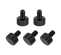 sourcing map 5 Pcs M5x10mm Flat Head Knurled Thumb Screws, Solid Aluminum Alloy Fully Threaded Thumbscrew Bolts Fasteners for PC Computer Cases Graphics Card, Black