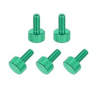 sourcing map 5 Pcs M5x14mm Flat Head Knurled Thumb Screws, Solid Aluminum Alloy Fully Threaded Thumbscrew Bolts Fasteners for PC Computer Cases Graphics Card, Army Green