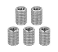 sourcing map 5 Pcs M6 Flat Knurled Thumb Nuts, 304 Stainless Steel Flat Head Diamond Knurled Through Hole Lock Adjusting Nuts Fasteners for Electronic, Machine, D10 x H15mm