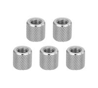 sourcing map 5 Pcs M6 Flat Knurled Thumb Nuts, 304 Stainless Steel Flat Head Diamond Knurled Through Hole Lock Adjusting Nuts Fasteners for Electronic, Machine, D10 x H10mm