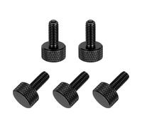 sourcing map 5 Pcs M6x14mm Flat Head Knurled Thumb Screws, Solid Aluminum Alloy Fully Threaded Thumbscrew Bolts Fasteners for PC Computer Cases Graphics Card, Black