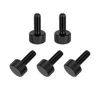 sourcing map 5 Pcs M6x16mm Flat Head Knurled Thumb Screws, Solid Aluminum Alloy Fully Threaded Thumbscrew Bolts Fasteners for PC Computer Cases Graphics Card, Black