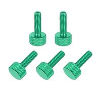 sourcing map 5 Pcs M6x20mm Flat Head Knurled Thumb Screws, Solid Aluminum Alloy Fully Threaded Thumbscrew Bolts Fasteners for PC Computer Cases Graphics Card, Army Green
