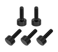 sourcing map 5 Pcs M6x20mm Flat Head Knurled Thumb Screws, Solid Aluminum Alloy Fully Threaded Thumbscrew Bolts Fasteners for PC Computer Cases Graphics Card, Black