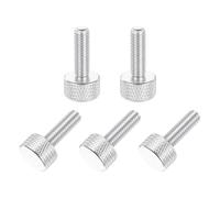 sourcing map 5 Pcs M6x20mm Flat Head Knurled Thumb Screws, Solid Aluminum Alloy Fully Threaded Thumbscrew Bolts Fasteners for PC Computer Cases Graphics Card, Green