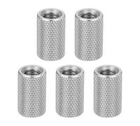 sourcing map 5 Pcs M8 Flat Knurled Thumb Nuts, 304 Stainless Steel Flat Head Diamond Knurled Through Hole Lock Adjusting Nuts Fasteners for Electronic, Machine, D12 x H25mm