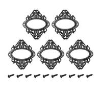 sourcing map 5 Pcs Metal Label Holder, 2.2 x 2.6 Inch Small Vintage Card Frame Tag Floral Lace Label Holder with Screws for File Boxes Drawers Door Cabinet Book Shelves, Black